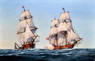 Kriegsschiff Seeschlacht Werke - die britische Marine Brigg HMS Oxford Seeschlacht nehmen US Marine Virginia Marine Kreuzer Capt Barron